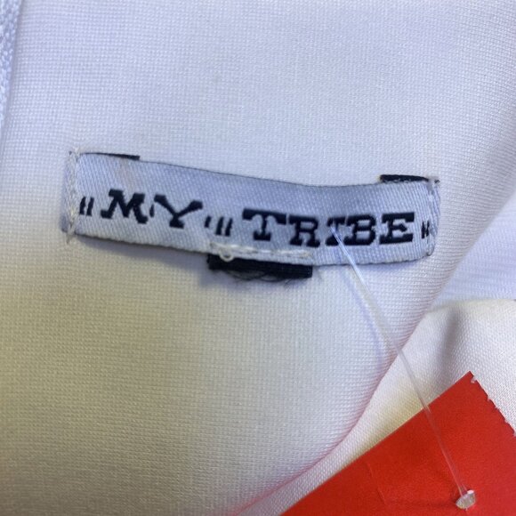 My Tribe Taupe & Cream Leather Front Shift Dress Size Small - Picture 4 of 6